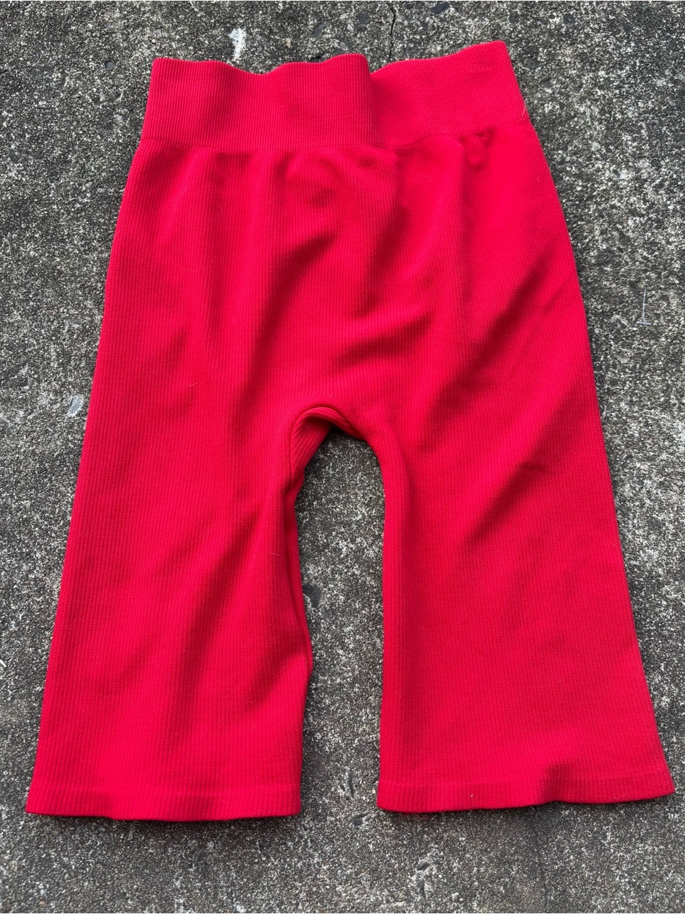Athletic Ribbed Bike Shorts - Red